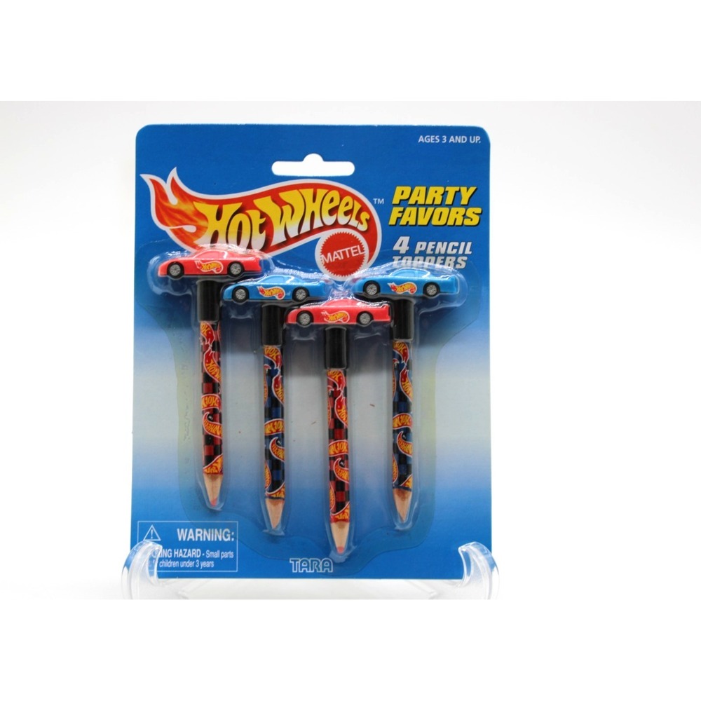 VTG Hot Wheels 4 Pencil Toppers Party Favors 1997 Mattel w/ pencils